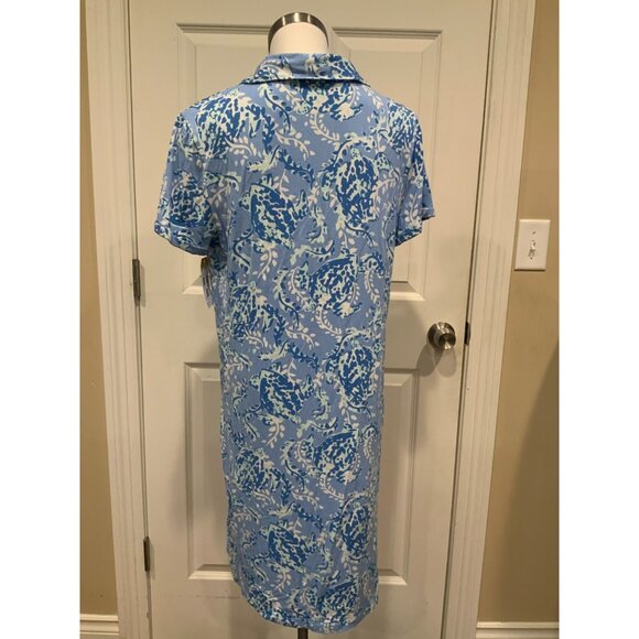 Lilly Pulitzer Sadie Polo Peri Blue Turtley Awesome Dress, Size L - Picture 7 of 11